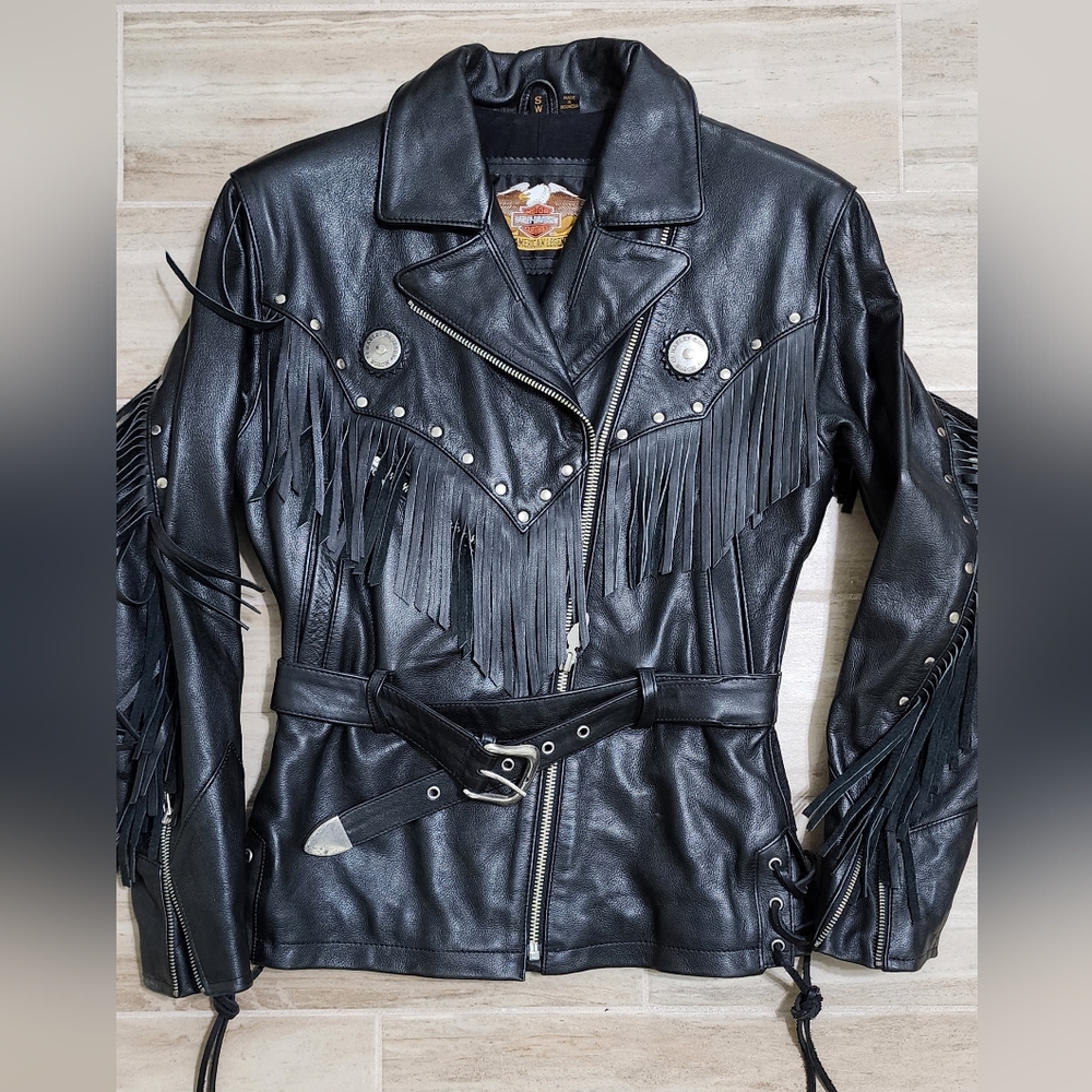 Harley-Davidson ladies leather fringed jacket